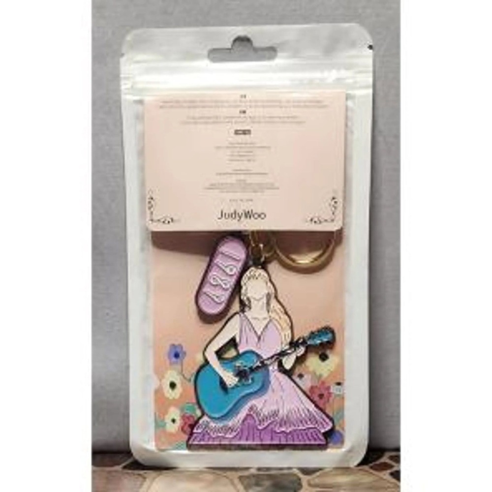JudyWoo Taylor Swift Inspired 1989 Enamel Keychain Purple Dress Blue Guitar NEW
